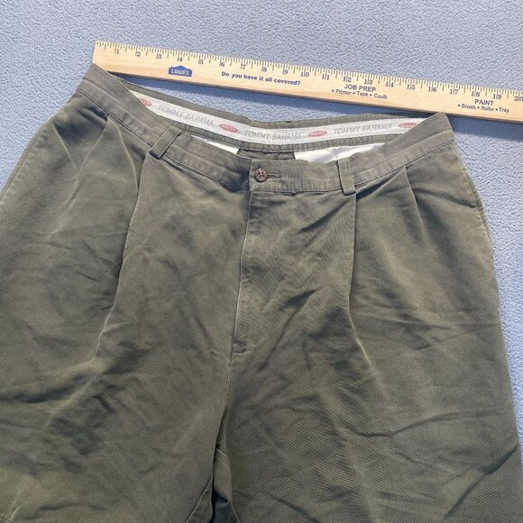 Tommy Bahama Relax Men's Chino Shorts Olive Size 38 Pleated 100% Silk - Picture 6 of 9